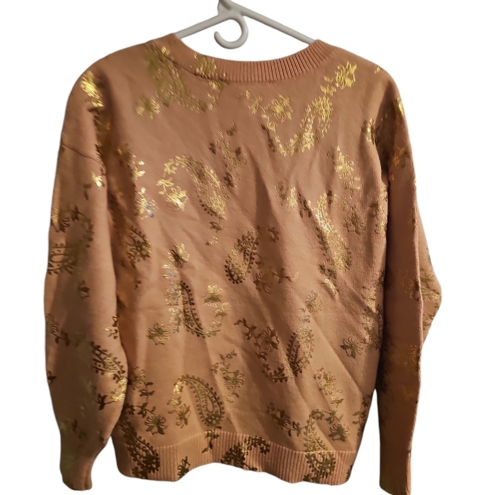 Loft peach gold shimmer paisley sweater sz small new with tags - Picture 5 of 8
